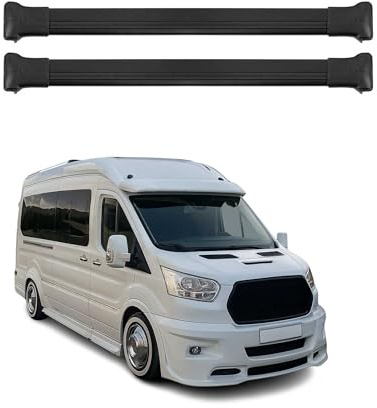 OMAC Dachträger für Ford Transit 2015-2026 Aluminium Schwarz 2 Stangen | bis 75 kg Traglast, Querträger, Grundträger