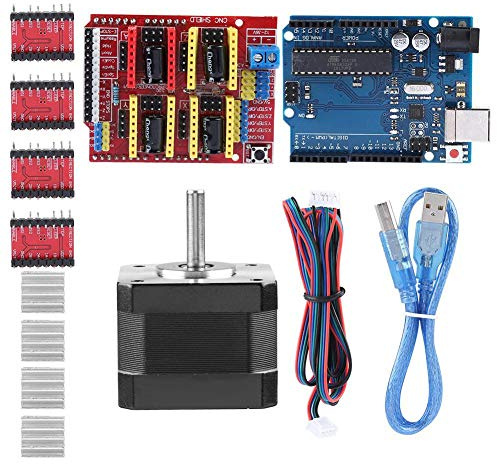 CNC Shield V3.0 Schrittmotor-Steuerungskit, Controller + Nema 17 Schrittmotor + CNC Shield V3.0 + R3-Platine + Kühlkörper, 3D-Drucker CNC-Steuerungskit