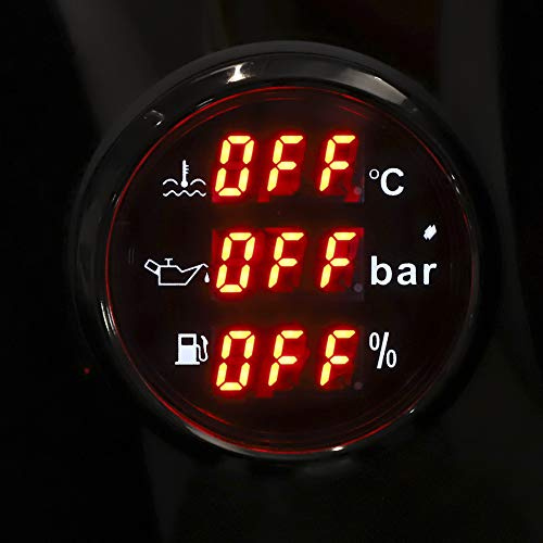 KIMISS Misuratore Multifunzione 2in - Strumento per Temperatura Acqua, Pressione Olio e Livello Carburante per Auto e Barche