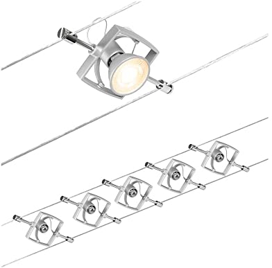 Paulmann 94430 CorDuo Lighting Set - Mac II DC, Max 5 x 10 Watt Extendable Wire Cable System Matt Chrome Plastic GU5.3