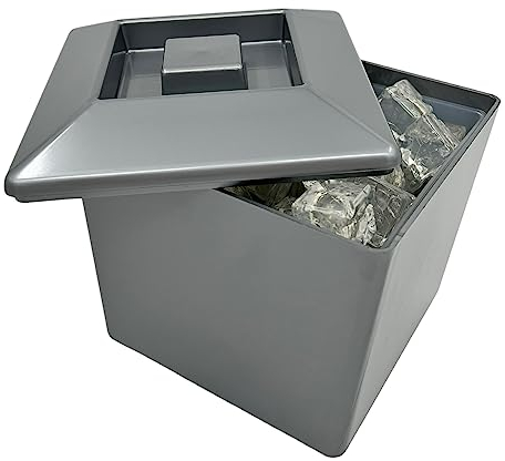 Chabrias Ltd 4 Litre Silver Square Ice Bucket with Lid, Ice Buckets, Ice Buckets for Parties, UK Made, Ice Bucket, Champagne Ice Bucket, Wine Ice Bucket, Bar Accessories, Drink Buckets for Parties