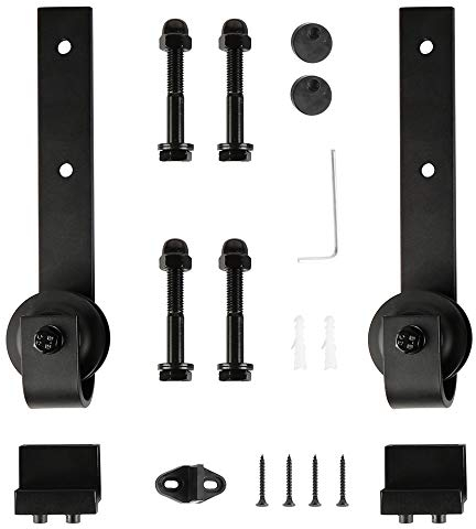 Quincaillerie Kit de Rail pour Porte Coulissante, Kit Coulissant pour Systeme, 2 Roulettes de Porte Coulissante, Classiques en Noir, Sans Rails (2 Roulettes)