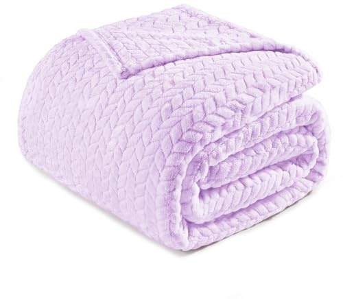 Exclusivo Mezcla Manta Sofá Jacquard Chevrón, Manta Franela para Cama, Manta Polar Doble Cara Suave, para Todas Estación, Lavable a Máquina, 230 x 270 cm, Lila