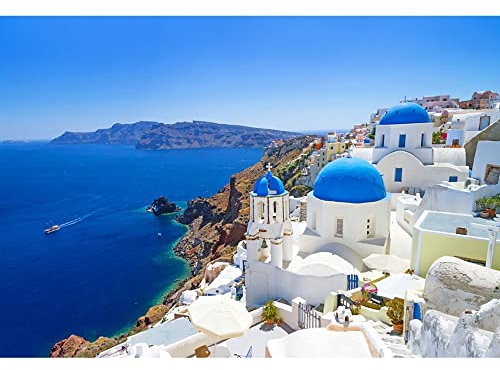 Aoihrraan 2,2x1,5m Grecia Isla Telón De Fondo Santorini Oia Pueblo Blanca Arquitectura Paisaje Marino Egeo Naturaleza Paisaje Fondo Fotografía Boda Ducha Amante Viajes Adulto Retrato Fotográfico