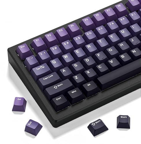 dagaladoo Upgrade 132 Keys Gradient Purple Keycaps, Cherry Profile PBT Double Shot Keycaps Full Set for 60% 65% 75% 100% Cherry Gateron MX Switches Mechanical Keyboard(only keycaps)