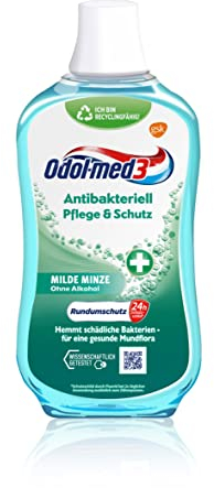 Odol-med3, collutorio antibatterico, cura e protezione, collutorio senza alcool, inibisce i batteri nocivi e supporta quindi una sana flora orale, 500 ml