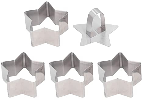 Set di Anelli Per Stampi Per Torte a Forma di Cuore da 4 Pezzi, Formine Per Biscotti con Tagliabiscotti a Cuori, Strumento Multifunzione Per Stampi Per Torte da Forno (cinque stelle)