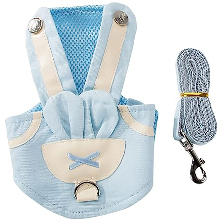 XINGNIAO Hundeleine und Geschirr Set Rosa Blau Grün Mädchen Hundegeschirr Niedliches Kaninchenweste Geschirr für kleine mittelgroße Hunde Geschirr Set