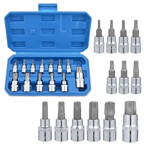 CLKE Coffret Douille Torx Femelle et Mâle 13 Pièces - T8 à T70, 1/2 1/4 3/8, Embouts T55 T8 T10 T15 T20 T25 T27 T30 T40 T45 T50 T60 T70