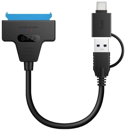 ISTARCOMPUTER Adaptateur USB C et USB 3.0 vers SATA III pour SSD/HDD 2.5 Pouces, Câble Convertisseur 5Gbps avec UASP, Compatible Windows/Mac/Linux (Adaptateur USB-A vers USB-C Inclus)