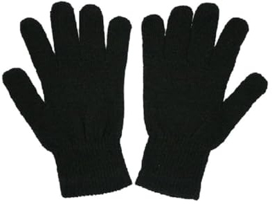 Unisex Kids Winter Magic Black Gloves - Stretchy Warm Thermal Gloves for Boys or Girls, 6 to 12 Years