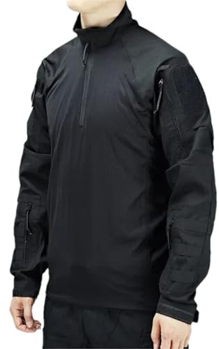 ZMIN Taktische Anzüge Set Männer Militär Training Hemden Hosen 2 Stück Sets Outdoor Camo Ripstop Paintball Schießen black shirts only XXL