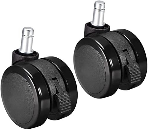 XYWHPGV Swivel Caster Wheels - 2 Inch Pu Twin Wheel Push-in 11mmx22mm Stem Swivel Caster Black with Brake 2pcs(5fb2c c3ce2 4c09c d14be 4761b 84c7b