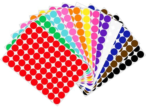 25mm Große Klebepunkte Bunt, 12 Farben Punkt Aufkleber, Markierungspunkte, Runde Aufkleber, Farbige Klebepunkte Sticker Rund Etiketten Bunte Selbstklebende für DIY Kalende Büro (1680 Stück)