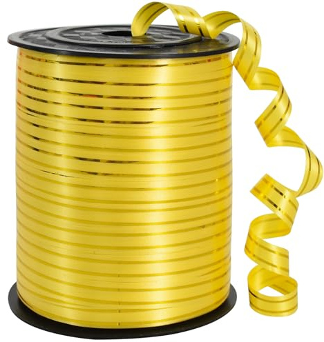 200 Meter Geschenkband Gold Gold umrandet - Gold Gold 10mm Geschenkbänder Luftballon Schnur - Luftballon Band Hochzeit Geschenkverpackung für Ballonverschlüsse, Geschenkverpackung