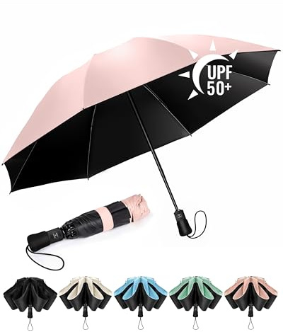 Chakipee Umbrella Windproof Strong Compact Umbrellas - Automatic Umbrella for Women and Men, Portable Folding UV Umbrellas for Travel - Fits Car & Backpack for Sun, Wind and Rain