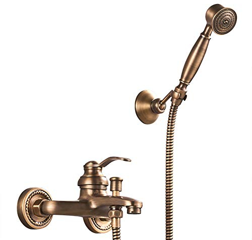 Badewannenarmatur Messing Antik Finish - Wannenarmatur Einhand Wandmontage Mit Handbrause, Dusche Set