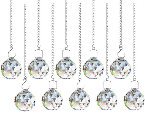 MirraSwit 10 Pezzi Acchiappa-Sole in Cristallo, Prisma Cristallo Arcobaleno, Prisma a Sfera di Vetro, Sun Catcher, Acchiappasole per la Della Finestra del Lampadario