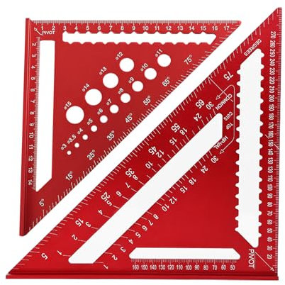 JVHLOV 2 Stück Zimmermannswinkel, 7 Zoll und 12 Zoll Dreieck Winkelmesser, Layout Messwerkzeug für Holzarbeiten, Aluminiumlegierung Multifunktional Zimmermannswinkel