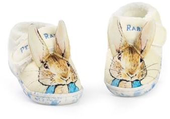 Peter Rabbit Kids Slippers | Childrens Rabbit Character Face Loafers with 3D Ears | Animal Character Fur Lined Self Fastening House Shoes for Boys and Girls | Classic Story Book Movie Merchandise Gift