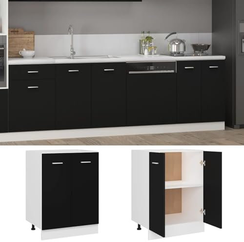 Xichuzi Unterschrank Schwarz 60x46x81,5 cm Spanplatte Küchenschrank, Küchenunterschrank, Unterschrank Küche, Küchenmöbel, Miniküche, Spülschrank