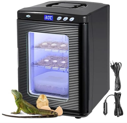 Incubatrice per uova di rettili – Scatola incubatrice portatile a doppio controllo della temperatura per camaleonti, lucertole e tartarughe con illuminazione digitale a LED, ideale per piccoli rettili