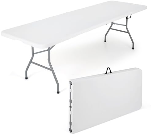 COSTWAY Gartentisch klappbar 244x75cm, Campingtisch XXL | Klapptisch für 10 Personen, Buffettisch mit HDPE-Tischplatte & Tragegriff, Balkontisch, Partytisch für Garten, Terrasse
