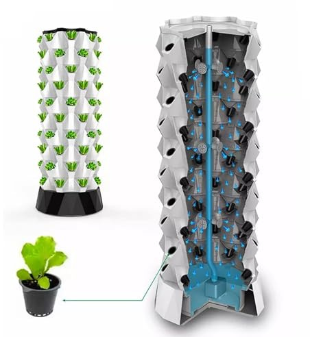 Sistema di Coltivazione idroponica Verticale, Giardino idroponico a Torre, Kit di Coltivazione idroponica per Interni ed Esterni, Coltivazione Fai da Te Senza Terra, con Punti di Crescita 48