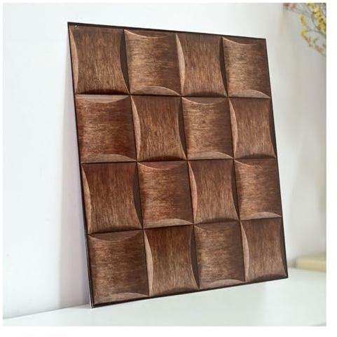 3D Wall Panels Peel and Stick, 10PCS Wood Effect Self-Adhesive Wall Tiles 30x30cm, Waterproof Textured Decorative Wall Covering for Living Room Bedroom Bathroom DIY Home Decor