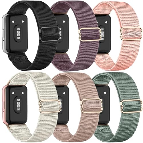 TUCOMO 6 Stück Elastische Nylon Armband Kompatibel mit Samsung Galaxy Fit 3, Loop Dehnbare Ersatzarmband Uhrenarmband für Samsung Galaxy Fit 3 SM-R390 Herren Damen