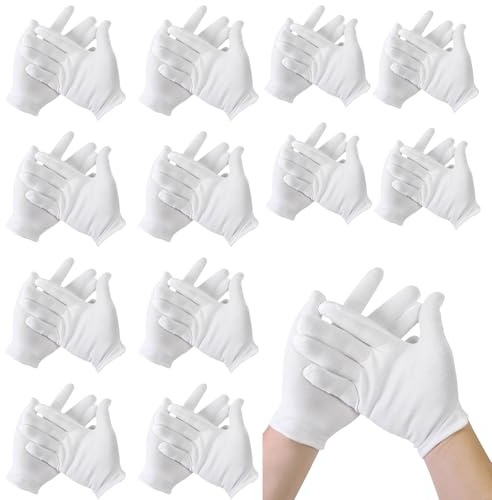 Lot de 96 gants en coton blancs - Lavables pour les mains sèches, hydratants, eczéma cosmétiques, spa des mains et inspection des bijoux