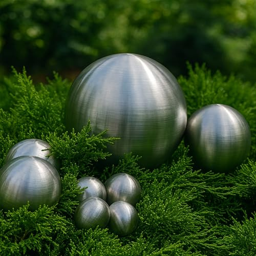 Köhko 8er mattekugel Set Ø 12cm Ø 9cm Ø 6cm und Ø 4cm Edelstahlkugel Gartenkugeln Teichkugeln