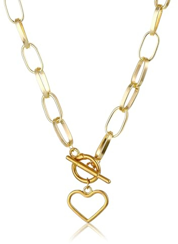 PYEUIFT Collier et Bracelet Femme en Acier Inoxydable avec Pendentif Cœur – Set de Bijoux Étanche Style Maille Paperclip, Élégant et Superposable, Idéal pour Cadeau