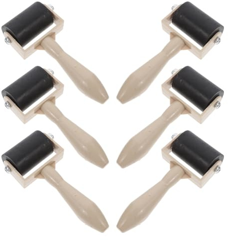 Generico Set 6 Pezzi Rulli Brayer per Stampa Artistica, Rullo per Colla e Inchiostro in Gomma Resistente, Portatile e Leggero per Artigianato, Incisione e Pittura Fai da Te