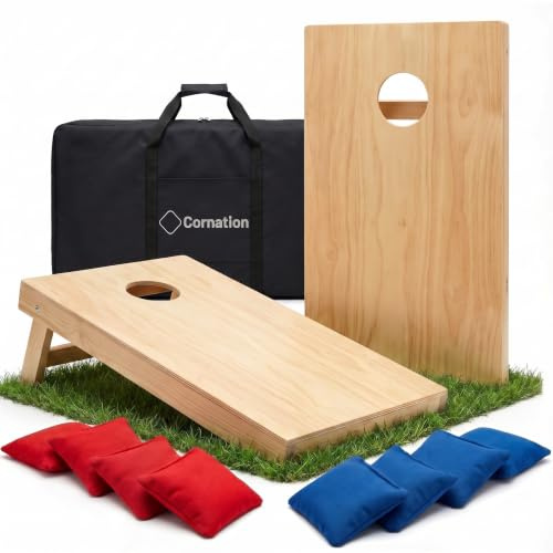 Cornation Cornhole Set aus Holz - Hochwertiges Outdoor Wurfspiel für Garten & Freunde - inkl. 8 Bags & Tragetasche - Cornhole Spiel Outdoor für Erwachsene & Kinder