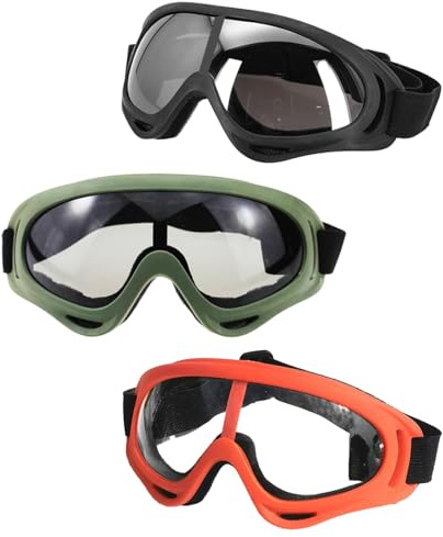 3 Piezas Gafas de Seguridad Niños para Nerf Espuma, Gafas Protección Niños Antivaho y Anti-Rayos UV, Gafas Protectoras Ajustables para Actividades al Aire Libre, Ciclismo, Esquí, Montañismo y Juegos