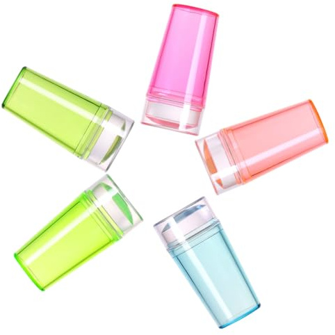 JOINPAYA Kit de Tampons à Ongles en Silicone Fluorescents 5 Sets pour Manucure Française, Transfert de Motifs Personnalisés, Salon de Manucure ou Usage à Domicile Couleur Aléatoire