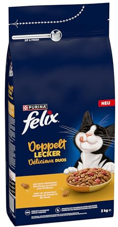 FELIX Doppelt Lecker mit Huhn, Truthahn und reich an Rote Bete, 5 x 800g | Katzenfutter trocken