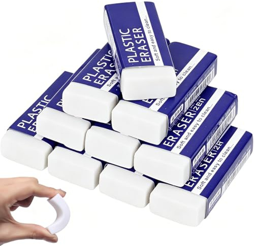 MUNZE Gomme Da Cancellare, 10 Pezzi Morbide Bianche 2B, Dimensione 3,8 Cm, Per Studenti, Insegnanti, Disegno, Schizzi, Scuola, Ufficio, Belle Arti