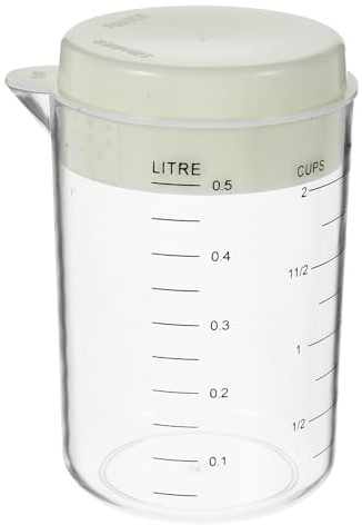 RUNROTOO Taza Medidora de Cocina con Tapa, Vaso Mezclador Graduado de Gran Capacidad, Recipiente para Mezclar Huevos y Medir Líquidos, Apta para Uso Doméstico y Repostería