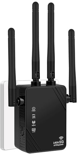 WLAN Verstärker, 1200Mbit/s WLAN Repeater, 5G & 2.4G Dualband Ultraxtender WiFi Verstärker mit LAN anschluss, WPS, Kompatibel mit 99% Standard-WiFi Routern, Deckt bis zu 9200Sq.ft und 35 Geräte