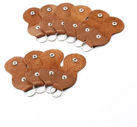 Nyckelring med plektrumhållare, 35 st Brun kohud Guitar Bas Picks Hållare Nyckelkedjefodral