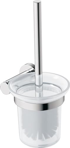 Duravit Bürstengarnitur D-Code, WC-Bürstenhalter Wandmontage, Toilettenbürste, Klobürste, Chrom, 154x154x342 mm
