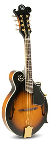 GEWA Mandoline F-1 Select - Fichtendecke - Boden/Zarge Ahorn - Vergoldete Mechaniken - Höhenverstellbarer Steg - Inkl. Premium Koffer - Vintage Sunburst Hochglanzlackierung