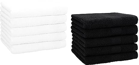Betz 10 Stück Gästehandtücher Premium 100% Baumwolle Gästetuch-Set 30x50 cm Farbe weiß und schwarz