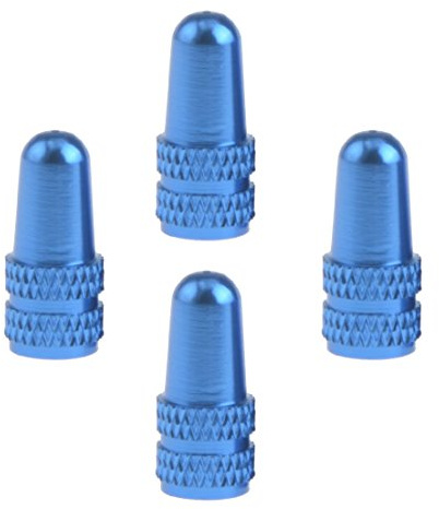 4 x Road Fahrrad CNC Alu Presta Ventilkappen, blau