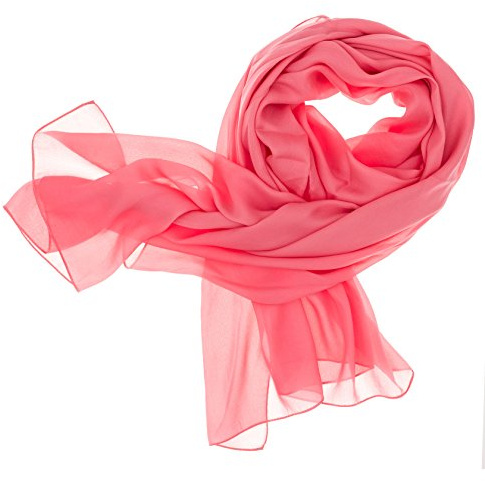 DOLCE ABBRACCIO by RiemTEX ® Schal Damen LADY SUNSHINE Seidentuch Tücher mit hohem Seidenanteil Pashmina Stola Tuch Halstuch Kopftuch in Lachs Orange Damen Seidenschal Elegante Schals (Lachs)