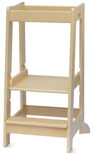 Stepup Baby Torre Montessoriana bambini | 3 Altezze Regolabili | Torre di apprendimento Ringhiera Di Sicurezza | Torretta Montessoriana | Sgabello per Bambini dai 18 Mesi ai 5 anni - Verniciato