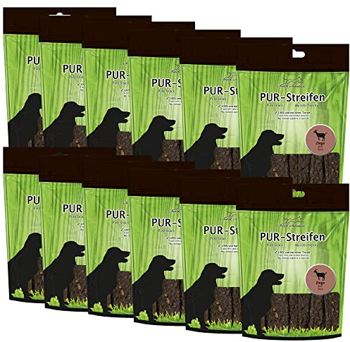 Schecker 12 x 100g PUR Kaustreifen Ziege - ohne irgendwelche Zusätze - schonend getrocknet - weich und leicht teilbar