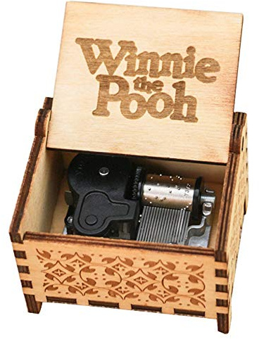 Youtang Winnie the Pooh Music box 18 Note Windup Clockwork Mechanism Engraved Wood Music Box for Kids,Play Winnie the Pooh Theme,Brown